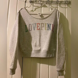 Vs pink rhinestone bling cropped sweatshirt X-small NWOT